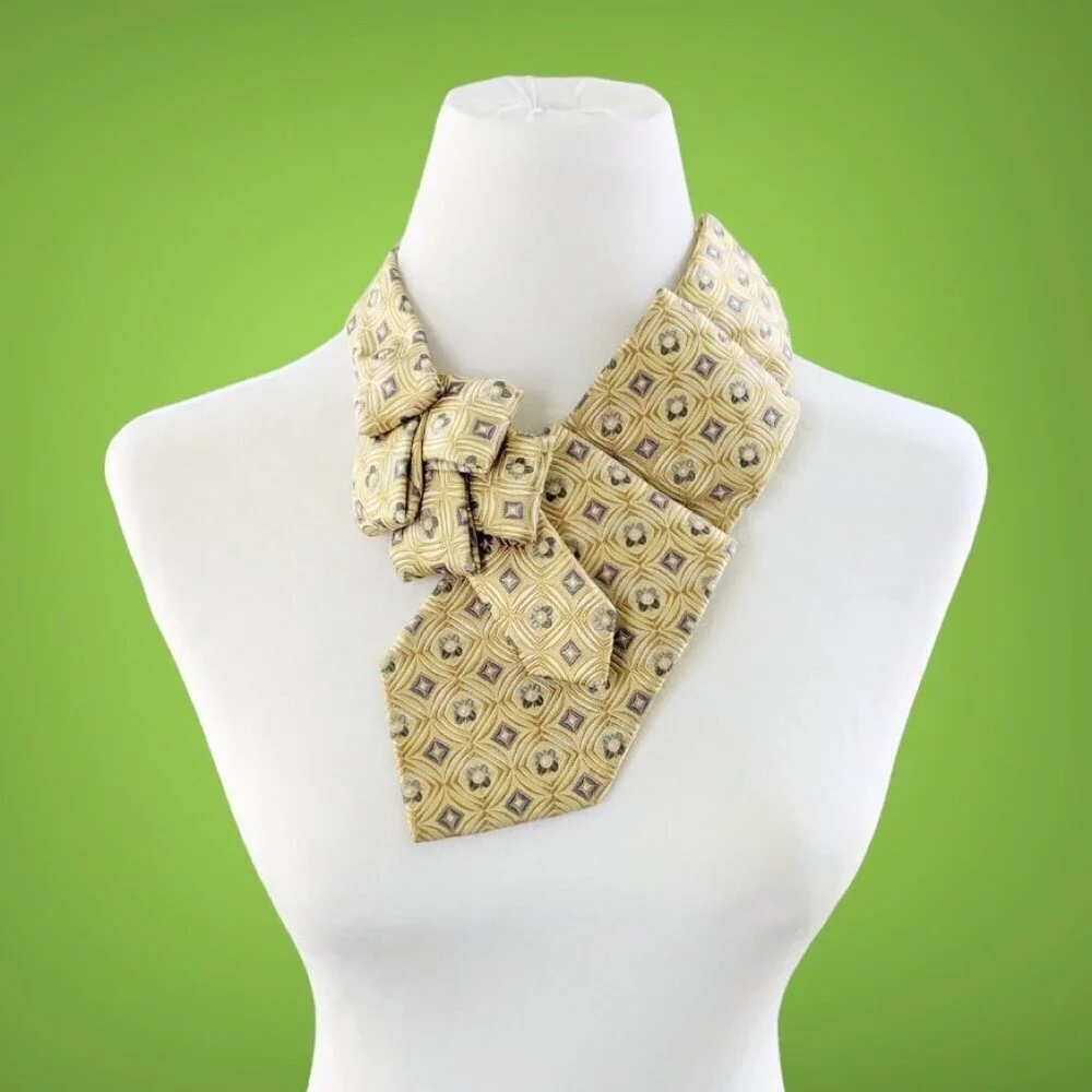 Ogsplosh Women's Ascot Scarf Yellow And Blue Geometric Print